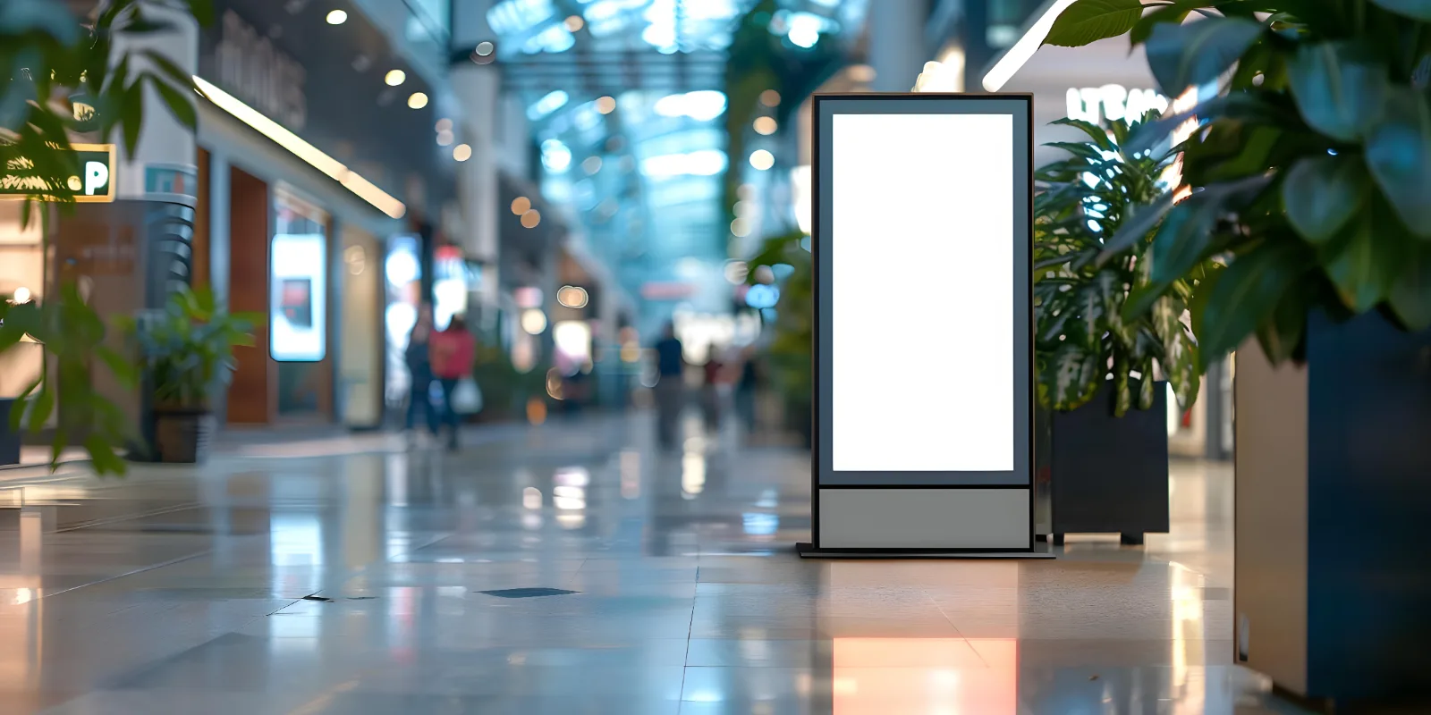 Advertising totem in a shopping gallery