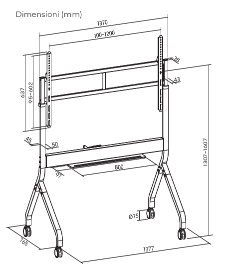 Dimensioned drawing SlimLift HLG604832G